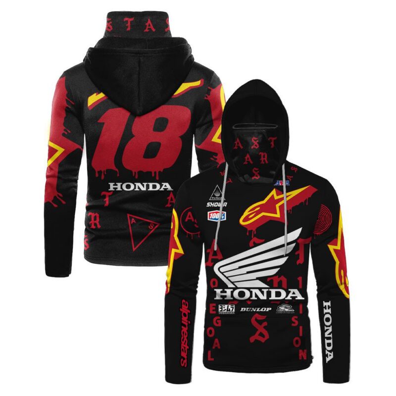 Jett Lawrence 18 Honda Motogp Racing Gaiter Hoodie 691