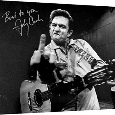 Johnny Cash the Finger Autograph Print - Canvas Print Wall Art Decor