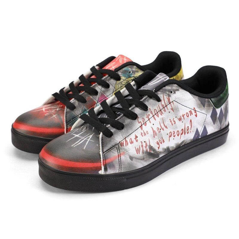 Joker x Harley Quinn Suicide Squad Low Top Leather Skate Shoes Tennis Shoes Sneaker For Fans 3