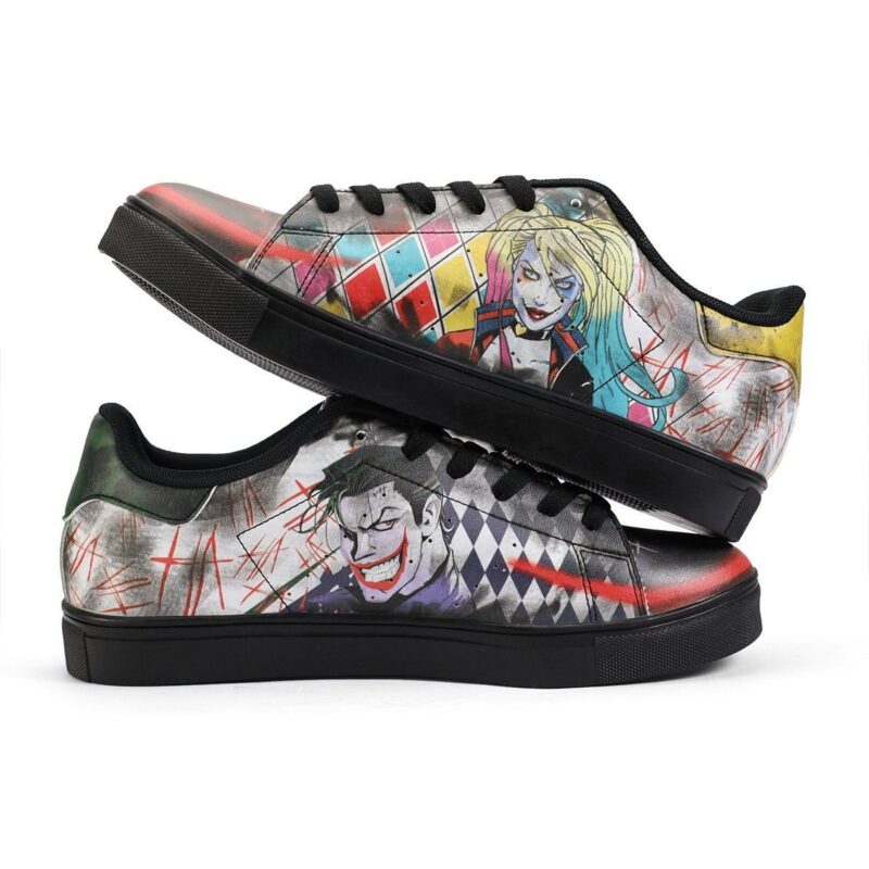 Joker x Harley Quinn Suicide Squad Low Top Leather Skate Shoes