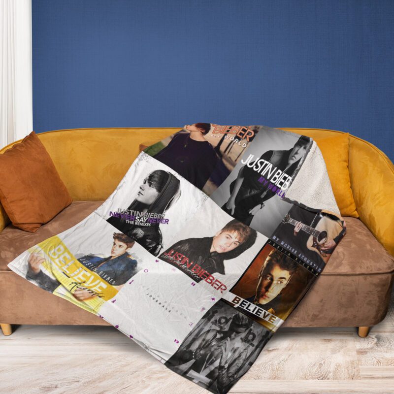 Justin Bieber Album Collage 2 Comfy Sofa Throw Blanket Gift