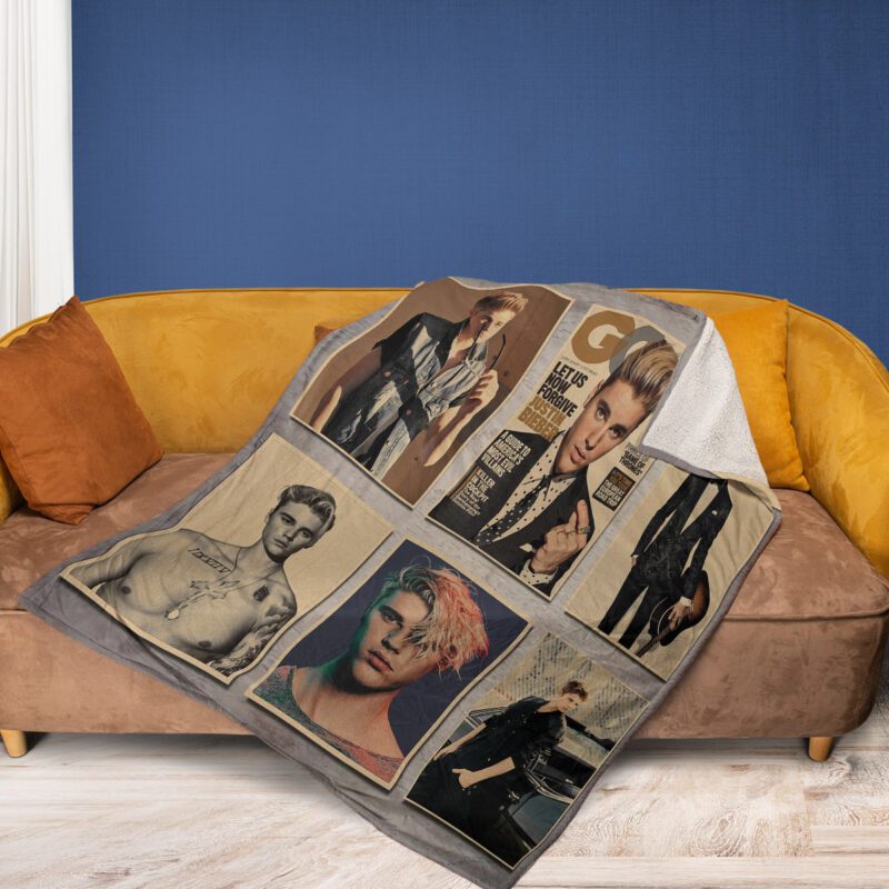 Justin Bieber Album Collage 3 Comfy Sofa Throw Blanket Gift