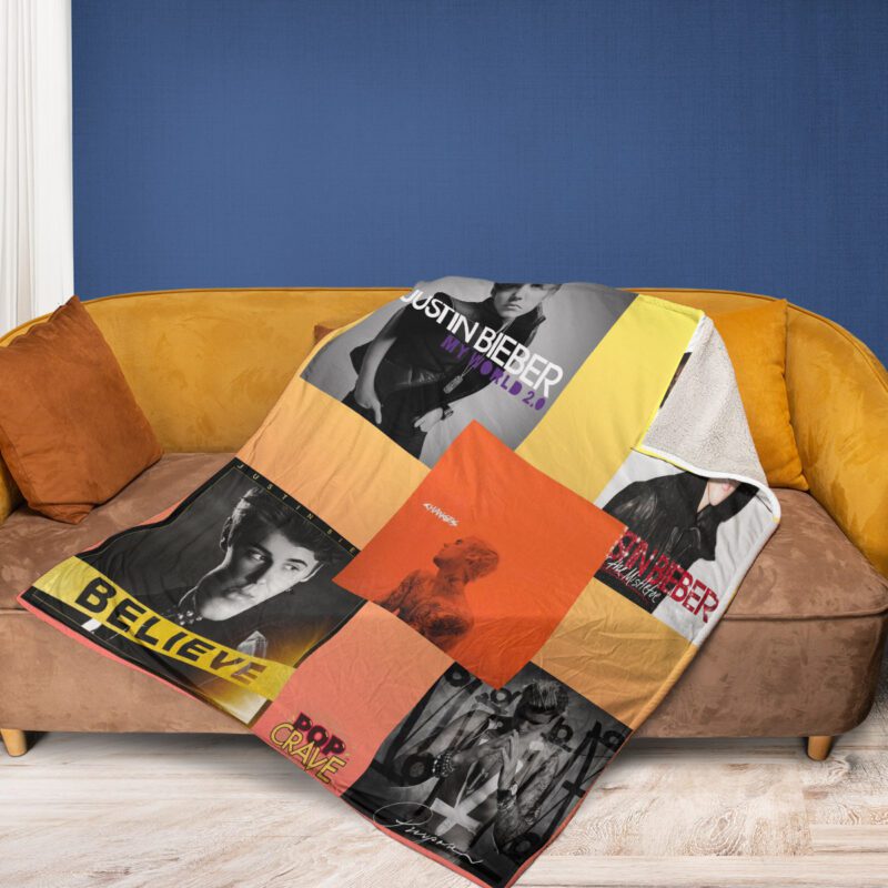 Justin Bieber Album Collage 4 Comfy Sofa Throw Blanket Gift