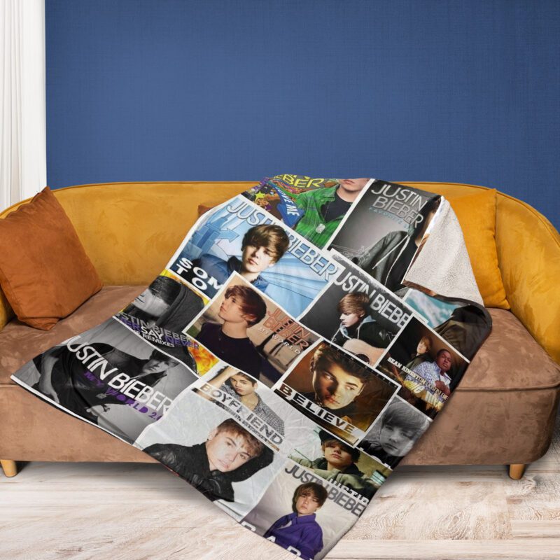 Justin Bieber Album Collage 7 Comfy Sofa Throw Blanket Gift