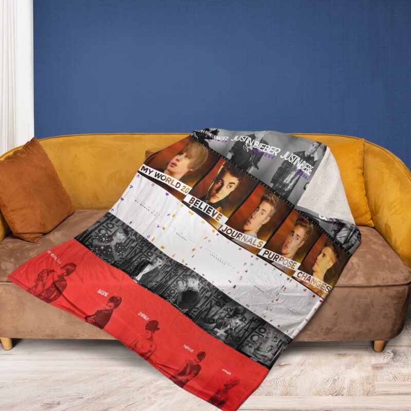 Justin Bieber Album Collage Comfy Sofa Throw Blanket Gift