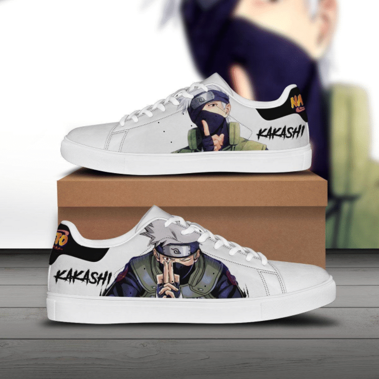 Kakashi Sneakers Naruto Low Top Leather Skate Shoes, Tennis Shoes ...
