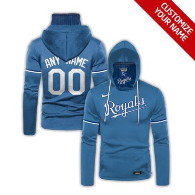 Kansas City Royals #00 Any Name Mlb Team Blue Jersey Style Custom Number Name For Kansas City Royals Fans Gaiter Hoodie GH0276