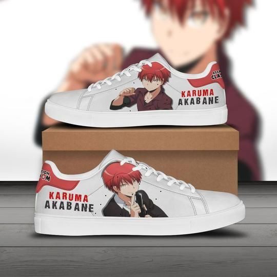 Karma Akabane Assassination Classroom Low Top Leather Skate Shoes Tennis Shoes Sneaker For 9419