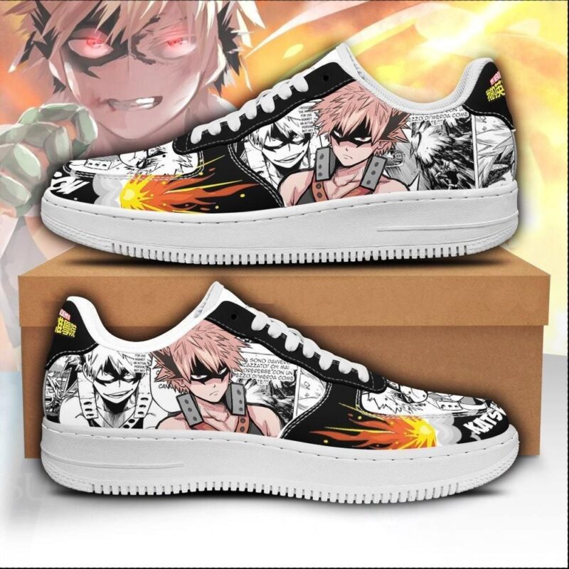 Katsuki Bakugou Sneakers Custom My Hero Academia Anime Shoes Fan Gift Air Force 1 Sneakers