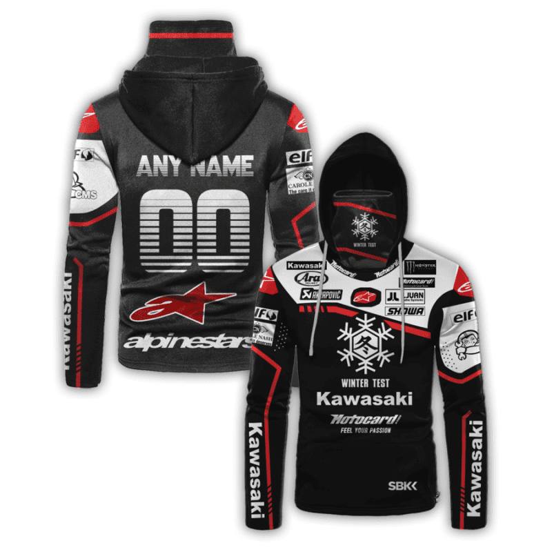 Kawasaki Racing Winter Test over print Gaiter Hoodie 655