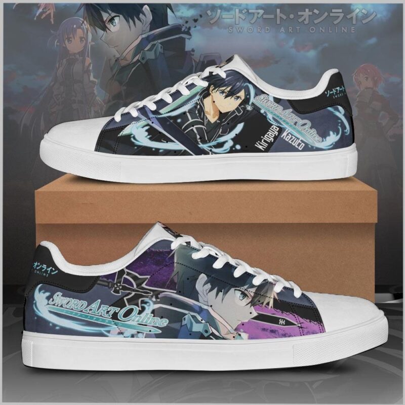 Kazuto Kirigaya Kirito Sword Art Online Low Top Leather Skate Shoes