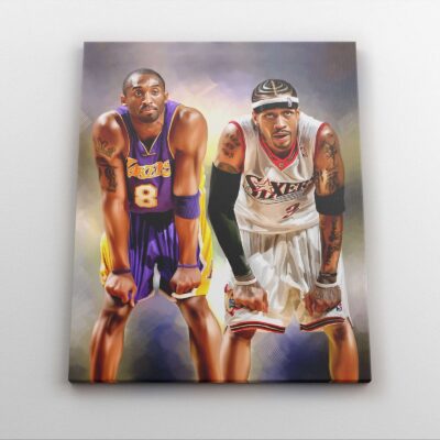 Kobe Bryant Allen Iverson Canvas Print Philadelphia 76Ers Poster La Lakers Basketball Poster Basketball Art Decor Gift For HimHer 1