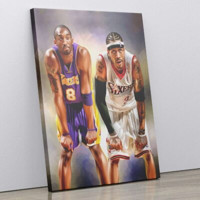 Kobe Bryant Allen Iverson Canvas Print Philadelphia 76Ers Poster La Lakers Basketball Poster Basketball Art Decor Gift For Him/Her