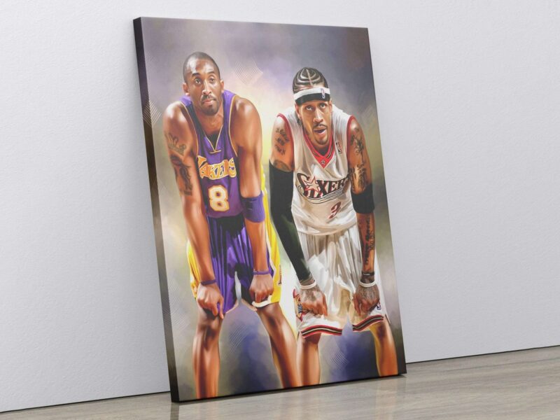 Kobe Bryant Allen Iverson Canvas Print Philadelphia 76Ers Poster La Lakers Basketball Poster Basketball Art Decor Gift For Him/Her