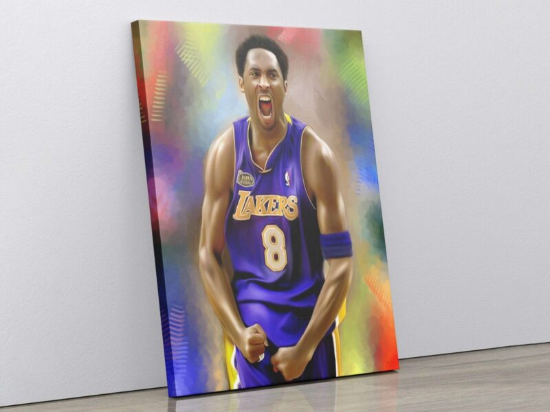 Kobe Bryant Canvas Print Basketball Poster Wall Art Home Decor Lakers Fan Gift For Him Boys Room Decor NBA Championship