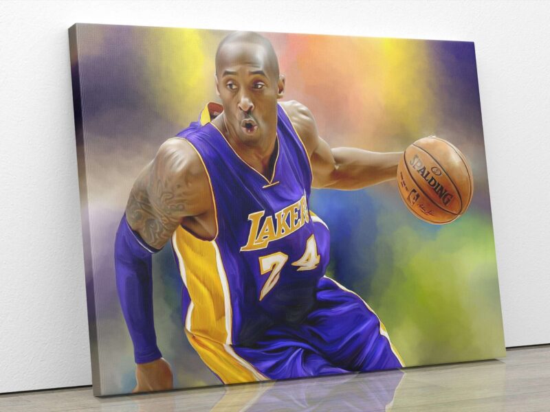 Kobe Bryant Canvas Print Basketball Poster Wall Art Home Decor Lakers Fan Gift For Him Boys Room Decor NBA Championship