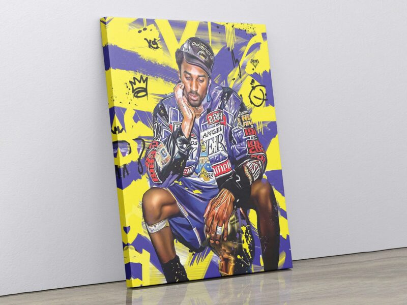 Kobe Bryant Championship Graffiti Canvas Print Basketball Player Poster Mamba Mentality Wall Art Lakers 24 Fan Gift Boys Room Decor