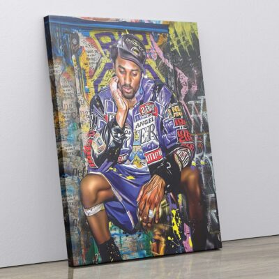 Kobe Bryant Championship Graffiti Canvas Print Basketball Player Poster Mamba Mentality Wall Art Lakers 24 Fan Gift Boys Room Decor