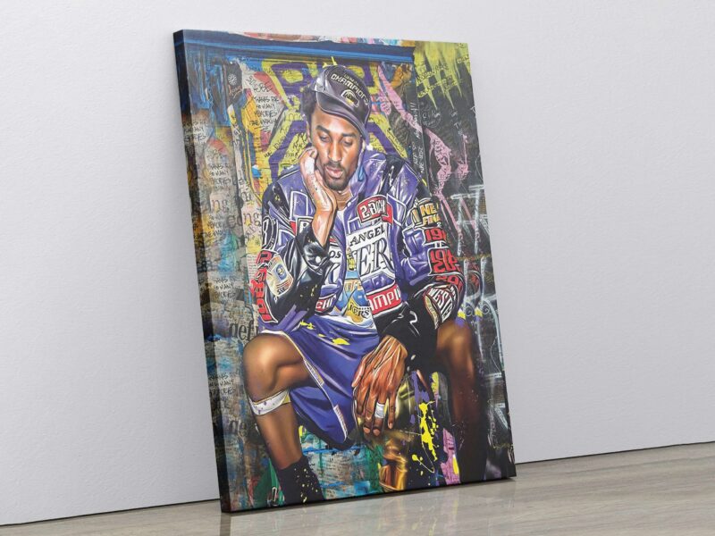 Kobe Bryant Championship Graffiti Canvas Print Basketball Player Poster Mamba Mentality Wall Art Lakers 24 Fan Gift Boys Room Decor