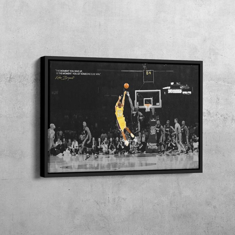 Kobe Bryant Motivation Canvas, Mamba Mentality Wall Art, Basketball