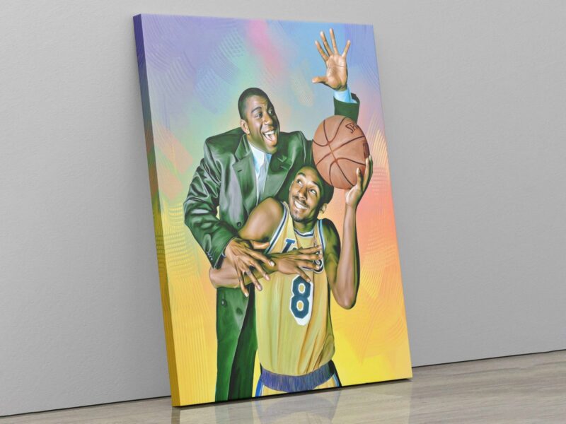 Kobe Bryant & Magic Johnson Canvas Print Kobe Bryant Poster Magic Johnson Poster Basketball Gifts Kobe Bryant Home Decor