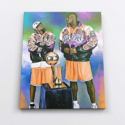 Kobe Bryant amp Shaquille ONeil Canvas Print Kobe Bryant Poster Shaq Poster Basketball Gift Lakers Champions Gift For Him 1 scaled