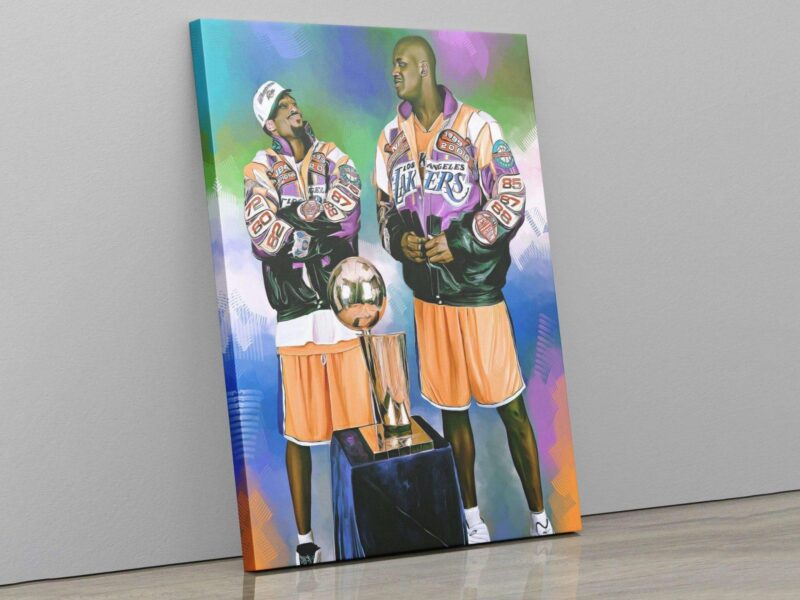 Kobe Bryant & Shaquille O'Neil Canvas Print Kobe Bryant Poster Shaq Poster Basketball Gift Lakers Champions Gift For Him