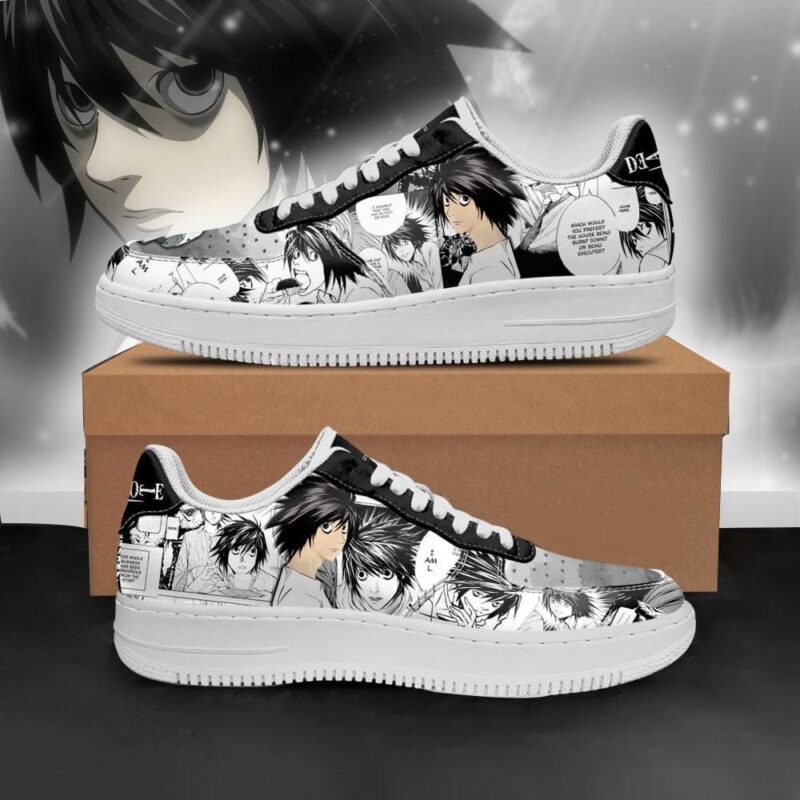 L Lawliet Sneakers Death Note Anime Shoes Fan Gift Idea Air Force 1 Sneakers