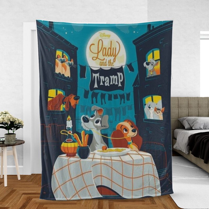 Lady and the Tramp Disney Gift For Fan Comfy Sofa Throw Blanket Gift