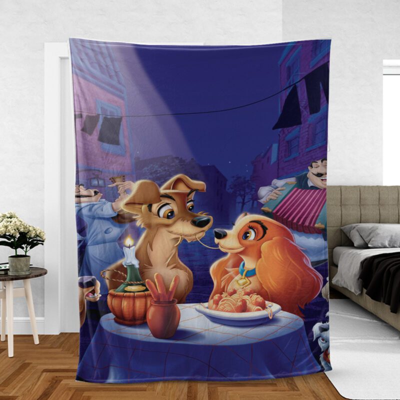 Lady and the Tramp Disney Gift For Fan Comfy Sofa Throw Blanket Gift