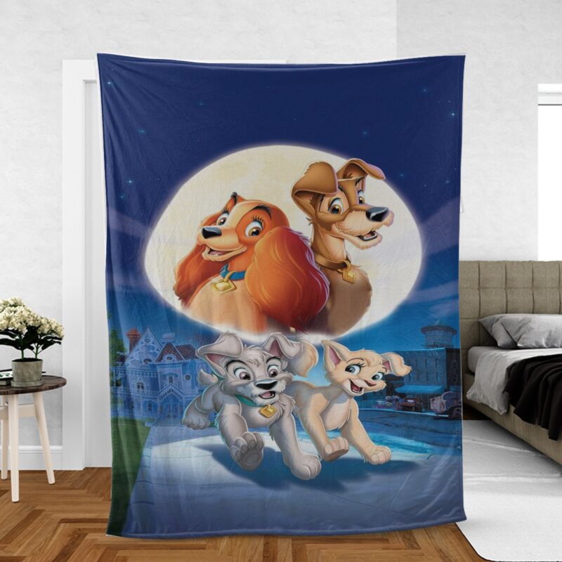 Lady and the Tramp Disney Gift For Fan Comfy Sofa Throw Blanket Gift