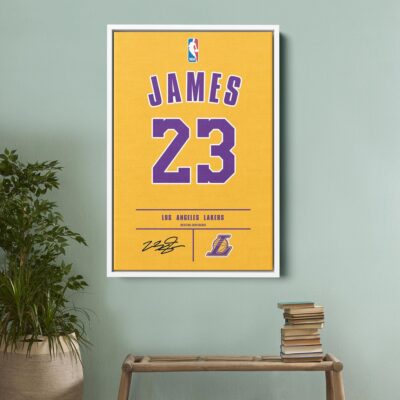 LeBron James Jersey Canvas Print Wall Art Los Angeles Lakers NBA Poster 3