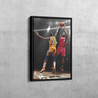 LeBron James vs. Magic Johnson Basketball Player, MVP Basketball Player, Los Angeles Lakers Canvas, Wall Art Canvas