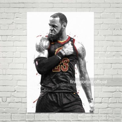 Lebron James Cleveland Poster, Canvas, Basketball Print, Sports Wall Art