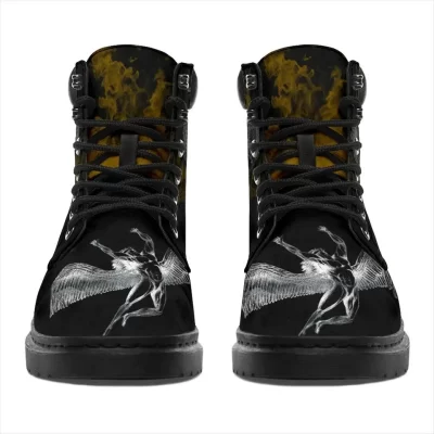 Led Zeppelin Boots Mixed Jack Skellington Rock Band Working Boots Leather Boots Timber Motorcycle Boots 2