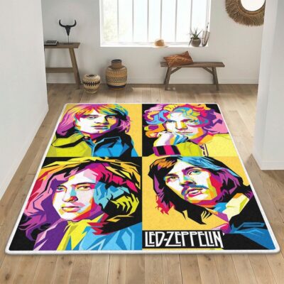 Led Zeppelin Multicolor Pop Art Rock Rug Floor Decor