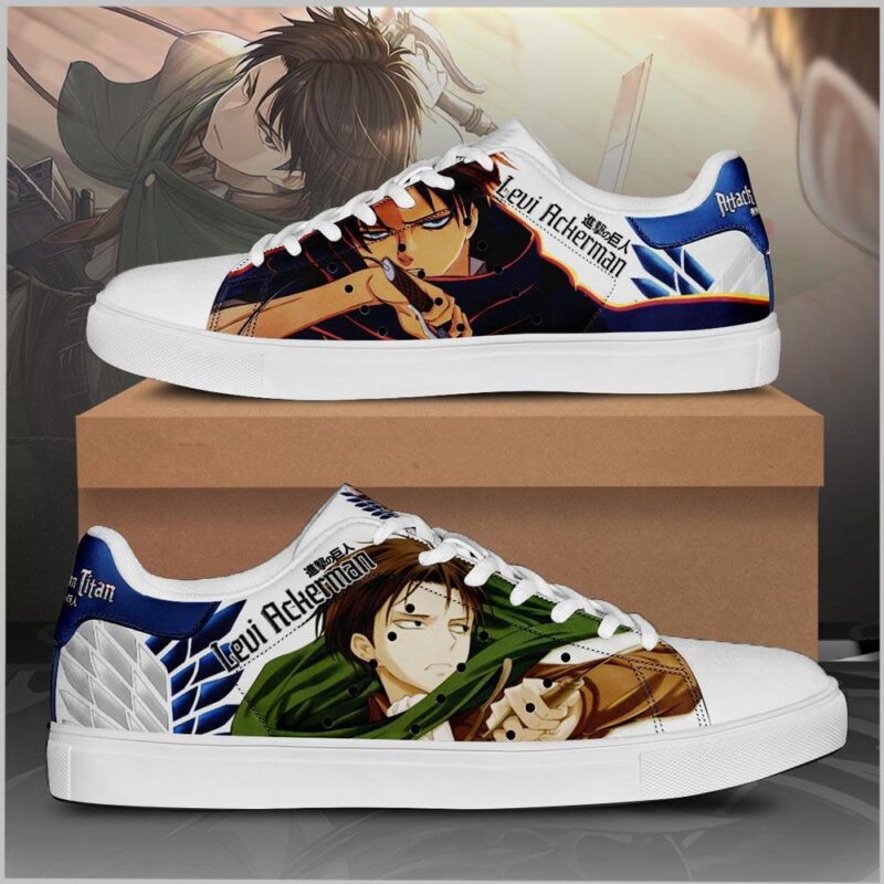 Levi Ackerman Attack On Titan Low Top Leather Skate Shoes