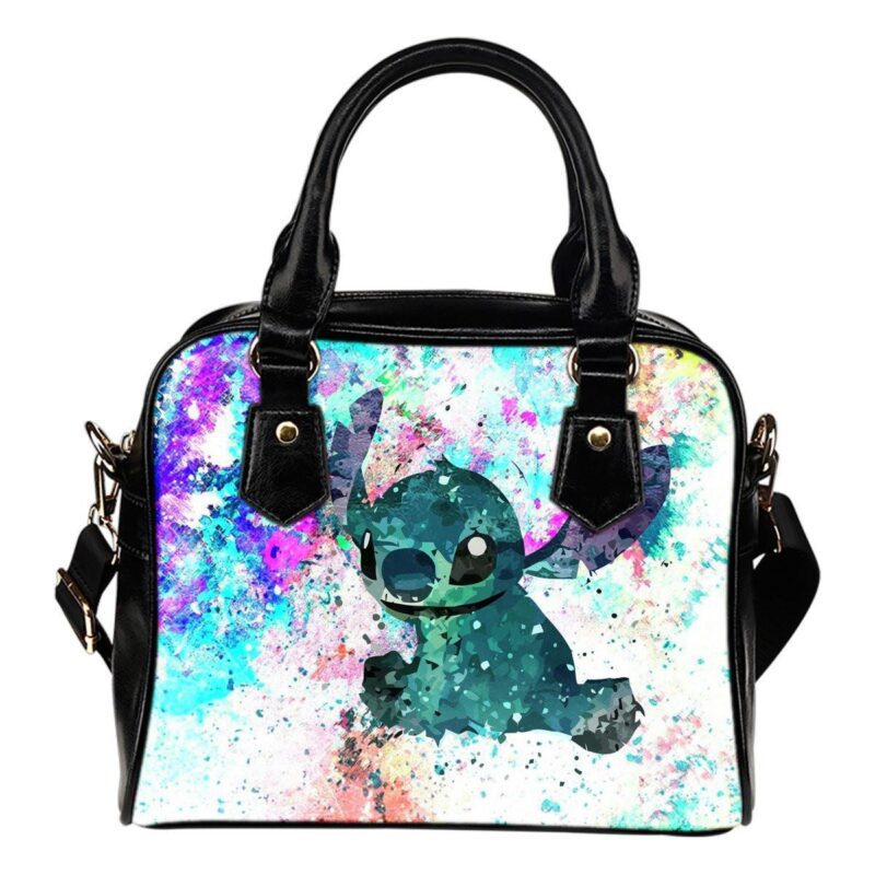 Lilo And Stitch Watercolor Lady Leather Shoulder Hand Bag SB0050