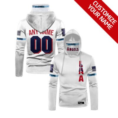 Los Angeles Angels #00 Mlb Team White Jersey Style Custom Number Name For Los Angeles Angels Fans Gaiter Hoodie GH0419
