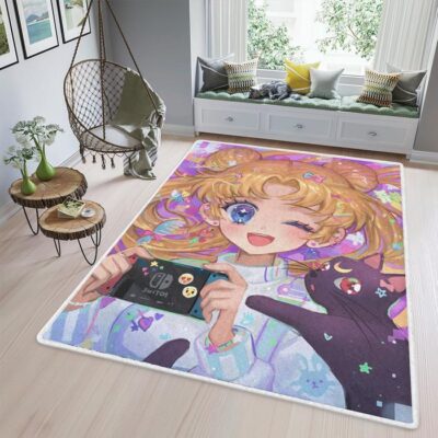 Lovely Sailor Moon TV Show Christmas Gifts Lover,Sailor Moon Area Rug Living Room Rug Floor Decor