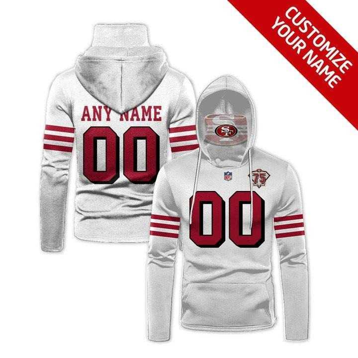 MK San Francisco 49Ers Nfl American Football Team Logo White Jersey Style Custom Number Name For 49Ers Fans Gaiter Hoodie GH0190 1