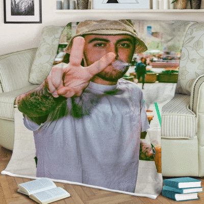 Mac Miller Wpap Say Hi Thank You For The Memories Ver8 Gift Comfy Sofa Throw Blanket Gift