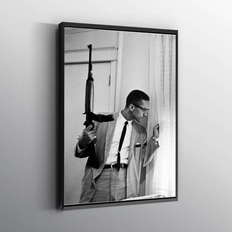 Malcolm X Holding Gun Wall Art Canvas