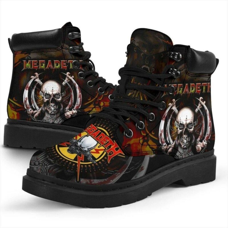 Megadeth Rock Band A86 Boots For Lover Working Boots Leather Boots Timber Motorcycle Boots