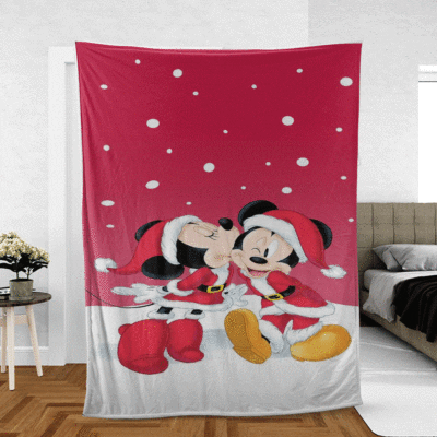 Merry Christmas Couple Love Mickey And Minnie Disney Gift Comfy Sofa Throw Blanket Gift 2