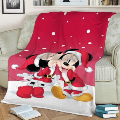 Merry Christmas Couple Love Mickey And Minnie Disney Gift Comfy Sofa Throw Blanket Gift