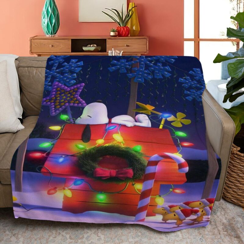 Merry Christmas Snoopy Peanuts Blanket Gift For Fan