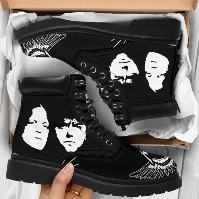Metallica Boots For Music Band Fan Gift, Working Boots Leather Boots Timber Motorcycle Boots