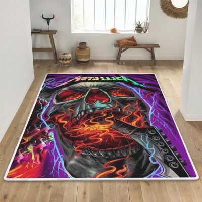 Metallica Skull Guitar Rug Floor Decor