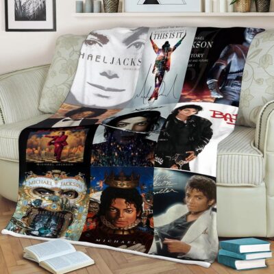 Michael Jackson Fan Gift, Michael Jackson King of Pop Signature Gift, Michael Jackson Albums Covers Comfy Sofa Throw Blanket Gift 1 Michael Jackson King of Pop Signature Gift